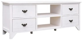 vidaXL Comodă TV,alb antichizat, 108x30x40 cm, lemn masiv de paulownia