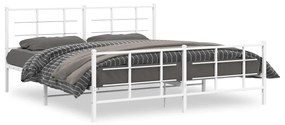 355632 vidaXL Cadru de pat metalic cu tăblie de cap/picioare, alb, 180x200 cm