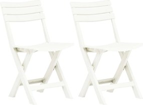 vidaXL Scaune de grădină pliabile, 2 buc., alb, plastic