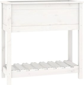 vidaXL Jardinieră cu raft, alb, 82,5x34,5x81 cm, lemn masiv de pin