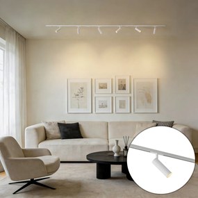 Sistem de iluminat pe șină modern cu 6 spoturi alb, monofazat - Slimline Uzzy