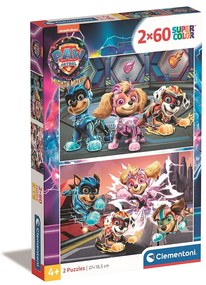 Patrula Cățelușilor Mighty Puzzle Clementoni de 2x60 piese