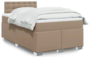 vidaXL Pat box spring cu saltea, cappuccino, 120x190cm piele ecologică