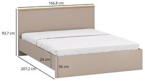 Pat matrimonial 160 cm Indices (taupe + stejar pietros). 1116879