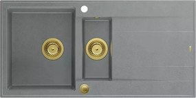 Chiuveta compozit incastrata Quadron Unique Evan 156 gri - auriu 100x50 cm