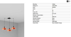 Lustra cu 3 pendule metal TATAWIN M orange