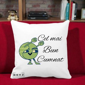 Cadou pentru Cumnat - Perna Personalizata Cel mai Bun Cumnat cu Personaj Funny Verde, 40x40 cm, Alba Mata, Husa Detasabila, Perna Inclusa, BEKZ®