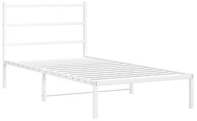 355408 vidaXL Cadru de pat metalic cu tăblie, alb, 100x190 cm