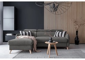 Colțar gri închis extensibil cu tapițerie din catifea (cu colț pe partea stângă ) Sweet Harmony – Miuform