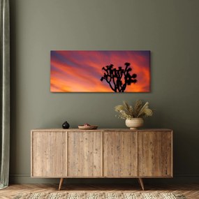 Tablou apus de soare deasupra siluetei unui copac (120x50 cm)