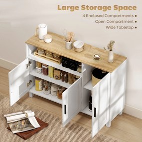 HOMCOM Dulap de Bucătărie cu Uși Amortizate, Compartiment Deschis și 2 Dulapuri Alb | Aosom Romania