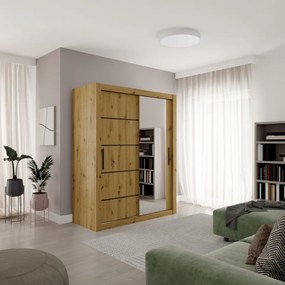 Dulap cu usi glisante 160x200 cm, Mox, ADRK Furniture (Culoare: Artisan)