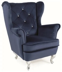 Fotoliu pentru copii Lili velvet bleumarin/argintiu Blu86