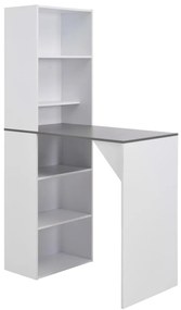 vidaXL Masă de bar cu dulap, alb, 115 x 59 x 200 cm