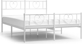 vidaXL Cadru de pat metalic cu tăblie, alb, 150x200 cm