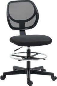 Vinsetto Scaun de birou înalt din plasă cu înălțime reglabilă 50-70 cm cu suport de picior pivotant la 360° negru | Aosom Romania