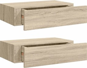 vidaXL Dulapuri de perete cu sertar, 2 buc., stejar, 40x23,5x10 cm MDF