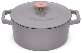 Oală din fontă emailată cu capac 24 cm, 4.35 L Berlinger Haus Taupe Collection BH 6525, distribuție termică excelentă, potrivită cuptor/plite