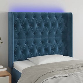 Tablie de pat cu LED, albastru inchis, 93x16x118 128cm, catifea 1, Albastru inchis, 93 x 16 x 118 128 cm