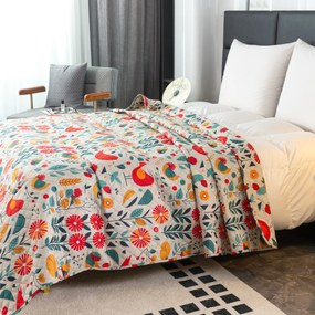 Cuvertura de pat cu model RETRO PASARE colorata Dimensiune: 220 x 240 cm