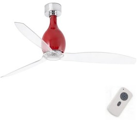 Ventilator de tavan FARO 32029 MINI ETERFAN roșu/transparent + telecomandă
