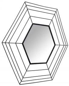 Oglinda hexagonala cu rama din metal neagra Romeo, 1.5cm (L / D) x 69cm (W) x 79.5cm (H)
