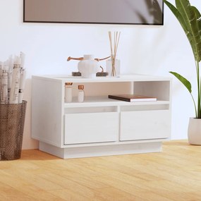 vidaXL Comodă TV, alb, 60x35x37 cm, lemn masiv de pin