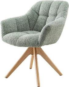 Scaun pivotant PAPILLON tesatura boucle verde salvie/ stejar