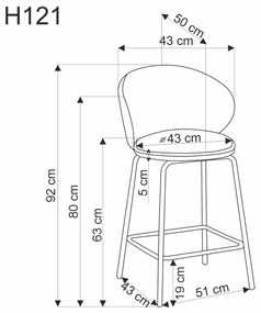 Scaun de bar H121 bej/negru