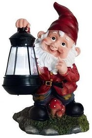 Decoratiune gradina, ceramica/plastic, lampa solara, pitic, 17x16x27 cm