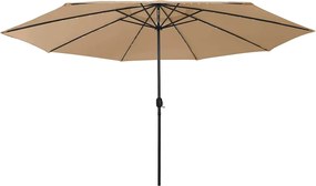 vidaXL Umbrelă soare de grădină cu LED-uri, taupe, 400 cm