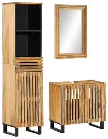 3217089 vidaXL Set mobilier de baie, 3 piese, lemn masiv de mango brut