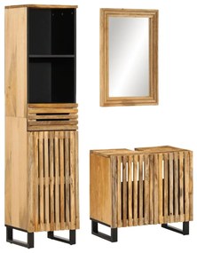 vidaXL Set mobilier de baie, 3 piese, lemn masiv de mango brut