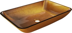 Mexen Megan lavoar din sticlă montat pe blat 56 x 36 cm, auriu - 24135650
