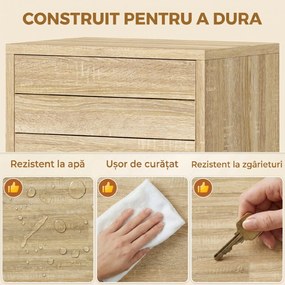 HOMCOM Dulap Slim pentru Baie cu Ușă cu Șipci, 3 Rafturi, Finisaj Natural | Aosom Romania