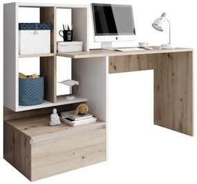 Masa PC, stejar artisan/alb mat, NEREO