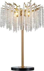 Lampă de masă din metal, auriu, cu cristale din sticlă, 85 x 56 cm, „Cascade”