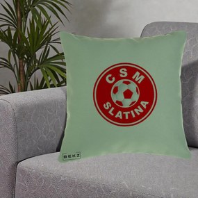 Perna Personalizata CSM Slatina Fotbal, 40x40 cm, Verde, Husa Detasabila, Perna Inclusa, BEKZ®