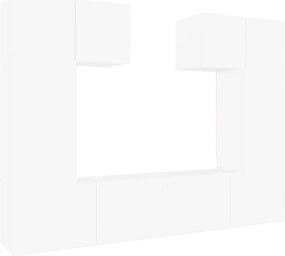 vidaXL Set dulap TV, 6 piese, alb, lemn prelucrat