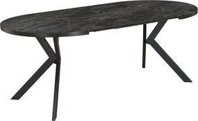 Masă de sufragerie extensibilă, beton închis/negru, 100-250x75,5 cm, LUKOS