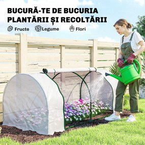 Outsunny Seră de Grădină cu Ferestre Rulabile, Husă Plastic Anti-UV, 200 x 100 x 80 cm, Alb | Aosom Romania