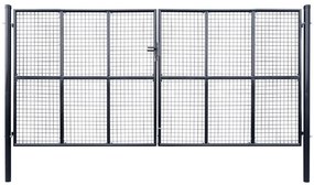 vidaXL Poartă de grădină din plasă, oțel galvanizat, gri, 400x200 cm