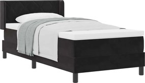 vidaXL Pat cu arcuri cu saltea cu headboard Negru 190 x 90 cm Catifea