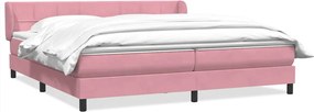 vidaXL Pat cu arcuri cu saltele roz 180x210 cm catifea