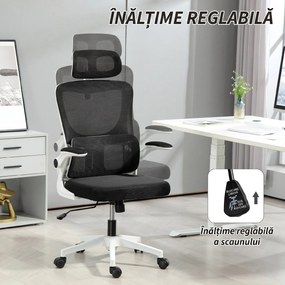 Vinsetto Scaun de Birou Ergonomic cu Tetieră Detașabilă Negru | Aosom Romania