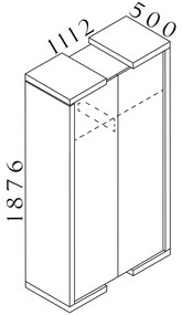 Dulap înalt Lineart 111,2 x 50 x 187,6 cm, ulm deschis / antracit