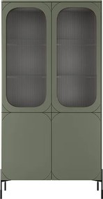 Vitrină Sonatia 100 cm cu 4 uși - verde măsliniu