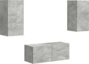 vidaXL Set comodă TV Pe perete 6 pcs Gri din beton Lemn compozit