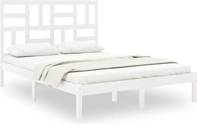 vidaXL Cadru de pat, alb, 140x200 cm, lemn masiv