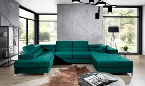 Canapea modulara, extensibila, cu spatiu pentru depozitare, 345x202x90 cm, Eduardo L03, Eltap (Culoare: Verde / Kronos 19)